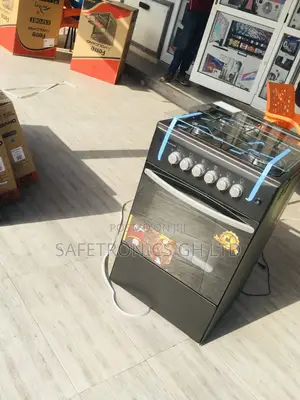 50x50 4 Gas Cooker Oven With Grill Glass Lid Volcano Black