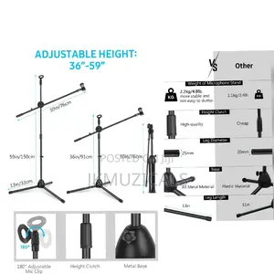 Microphone Stand _ Tripod Mic Stand _ Boom Mic Holder