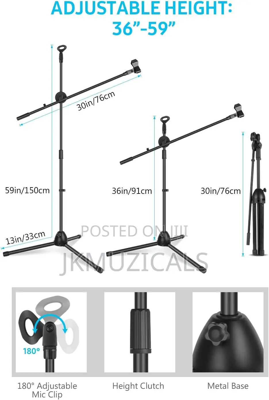 Microphone Stand _ Tripod Mic Stand _ Boom Mic Holder