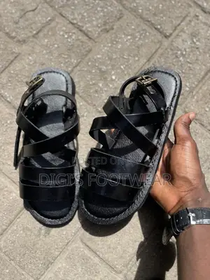 Black Crossed Leather Sandals