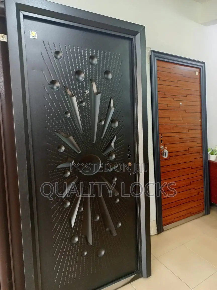Durable Black Metal Security Door Single