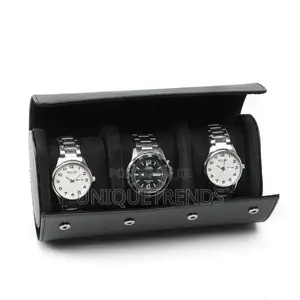 Genuine Leather 3 Slot Watch Case
