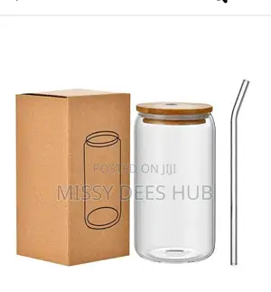 Glass Cup With Glass Straw