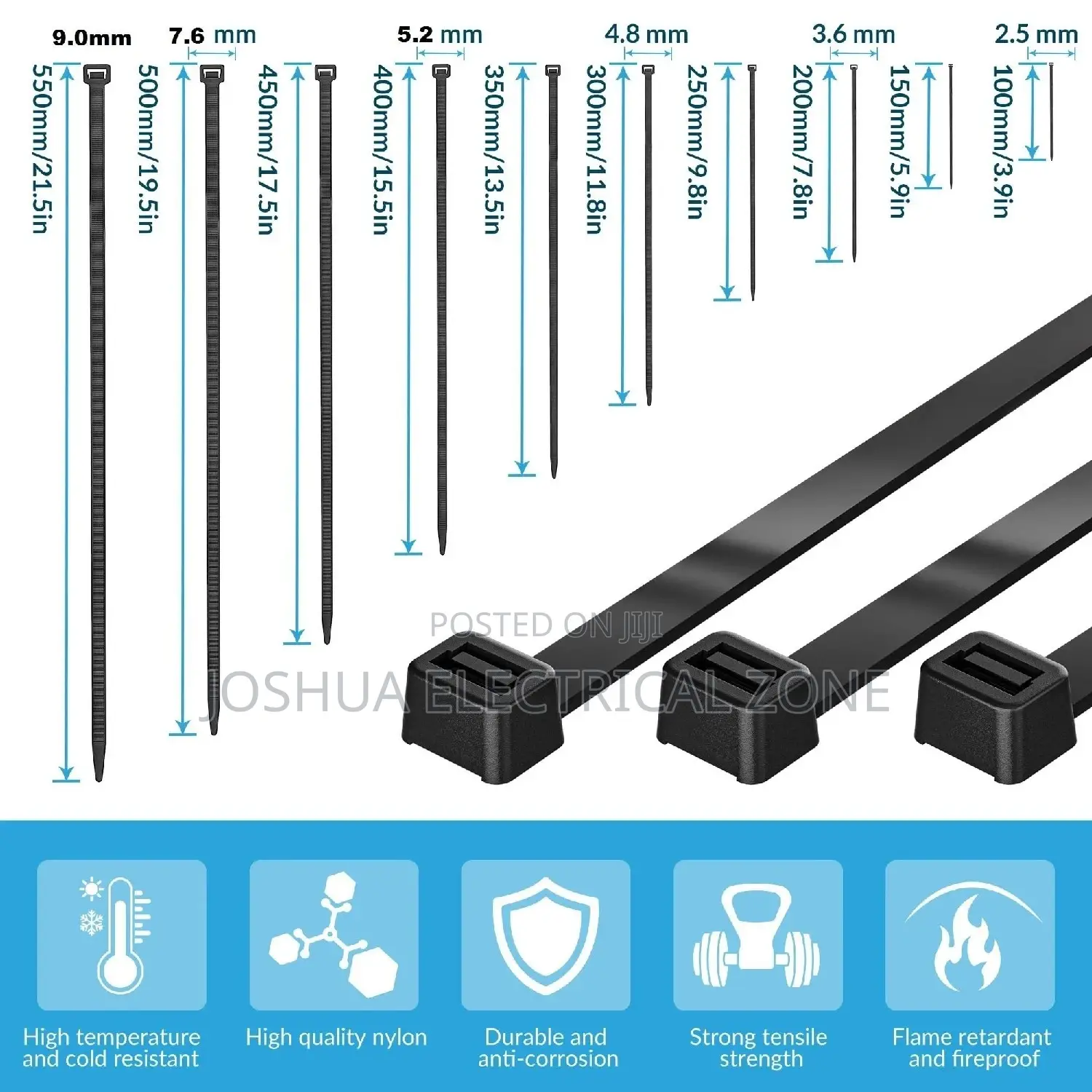 Cables Ties Nylon 3×100mm to 8×500mm Available