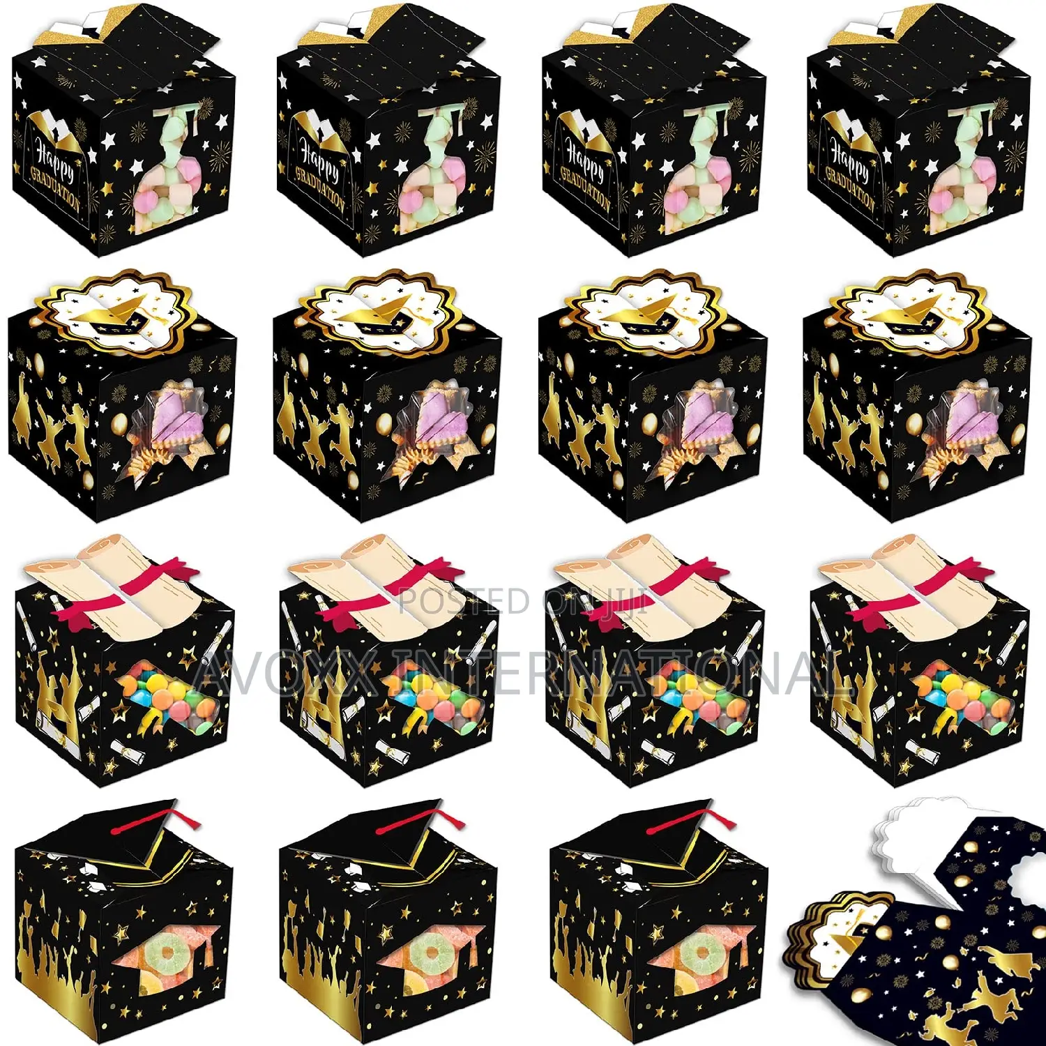 LOCOLO 12pcs 3D Graduation Treat Boxes Good