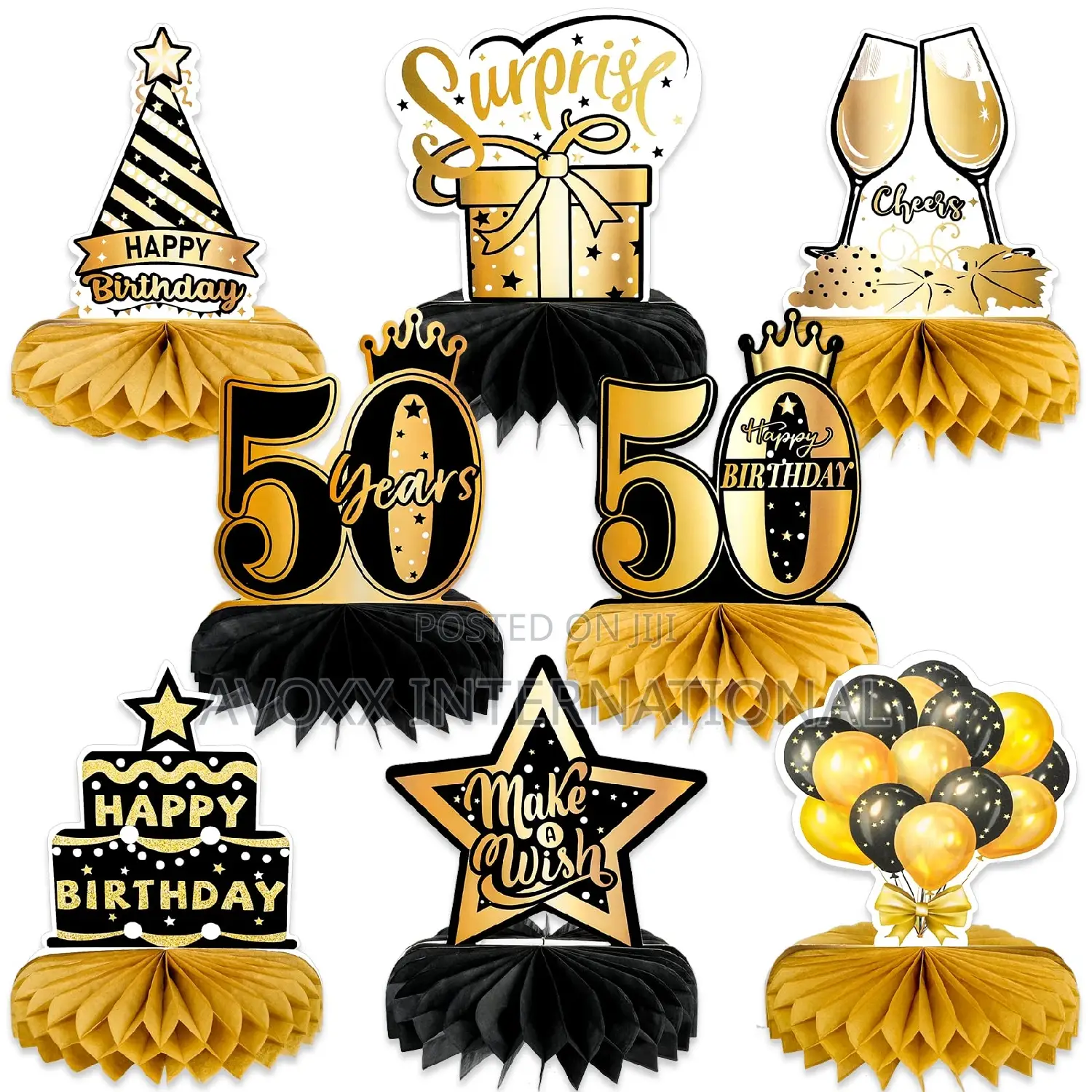 Qpout 8pcs 50th Birthday Decorations Honeycomb Centerpieces