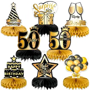 Qpout 8pcs 50th Birthday Decorations Honeycomb Centerpieces