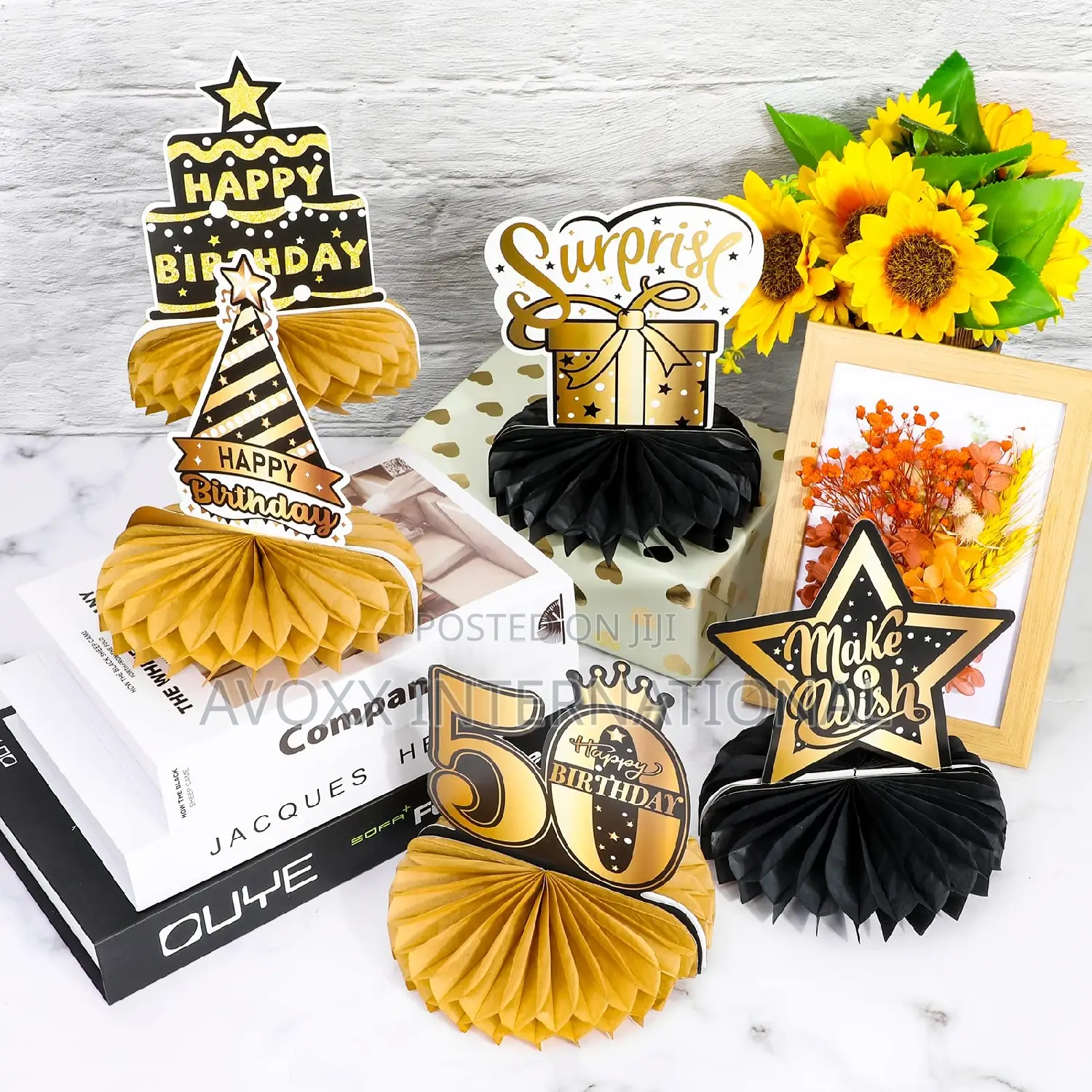 Qpout 8pcs 50th Birthday Decorations Honeycomb Centerpieces