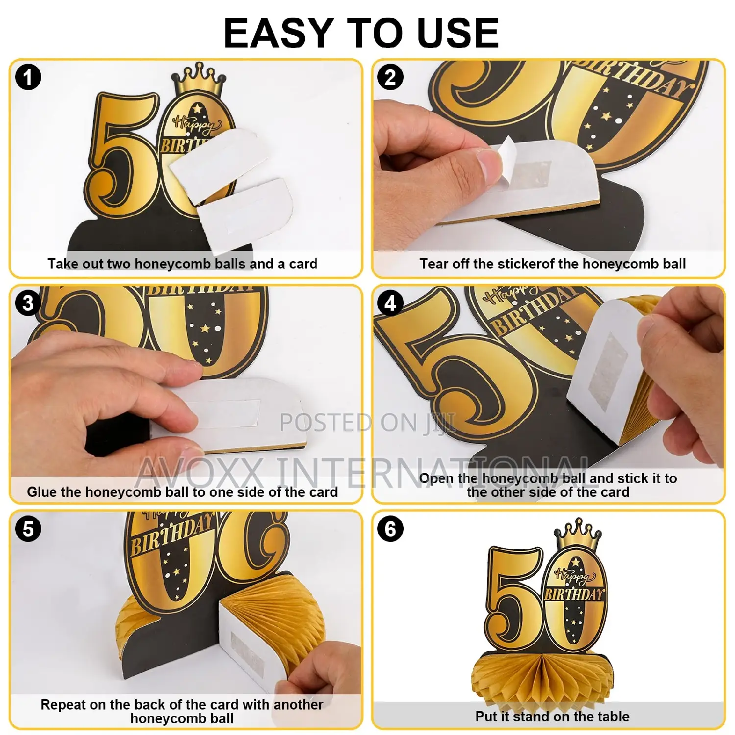 Qpout 8pcs 50th Birthday Decorations Honeycomb Centerpieces