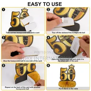 Qpout 8pcs 50th Birthday Decorations Honeycomb Centerpieces