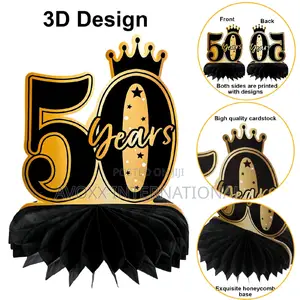 Qpout 8pcs 50th Birthday Decorations Honeycomb Centerpieces