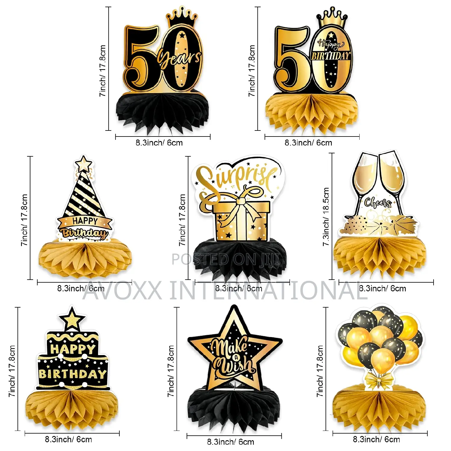 Qpout 8pcs 50th Birthday Decorations Honeycomb Centerpieces