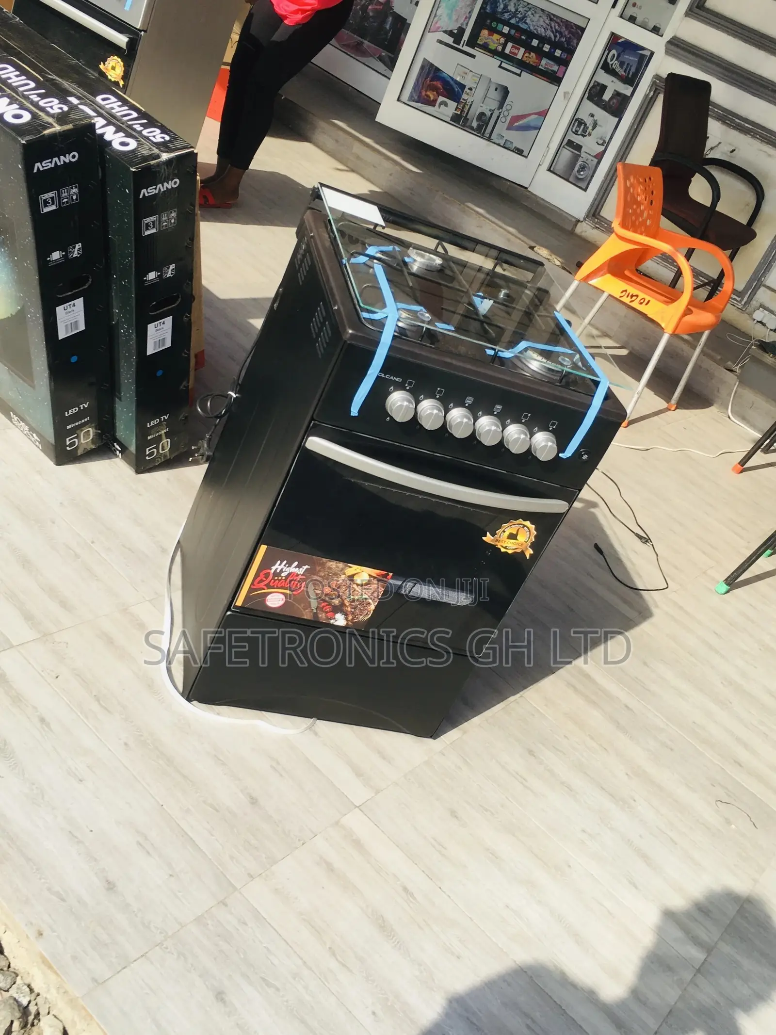 Black Volcano 4 Gas Cooker Oven With Grill 50x50