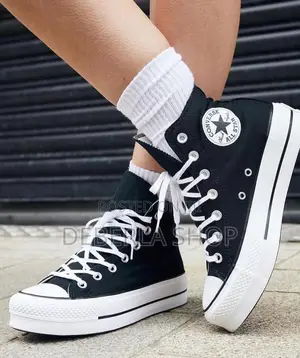 Black All Stars Converse High Tops/Platform