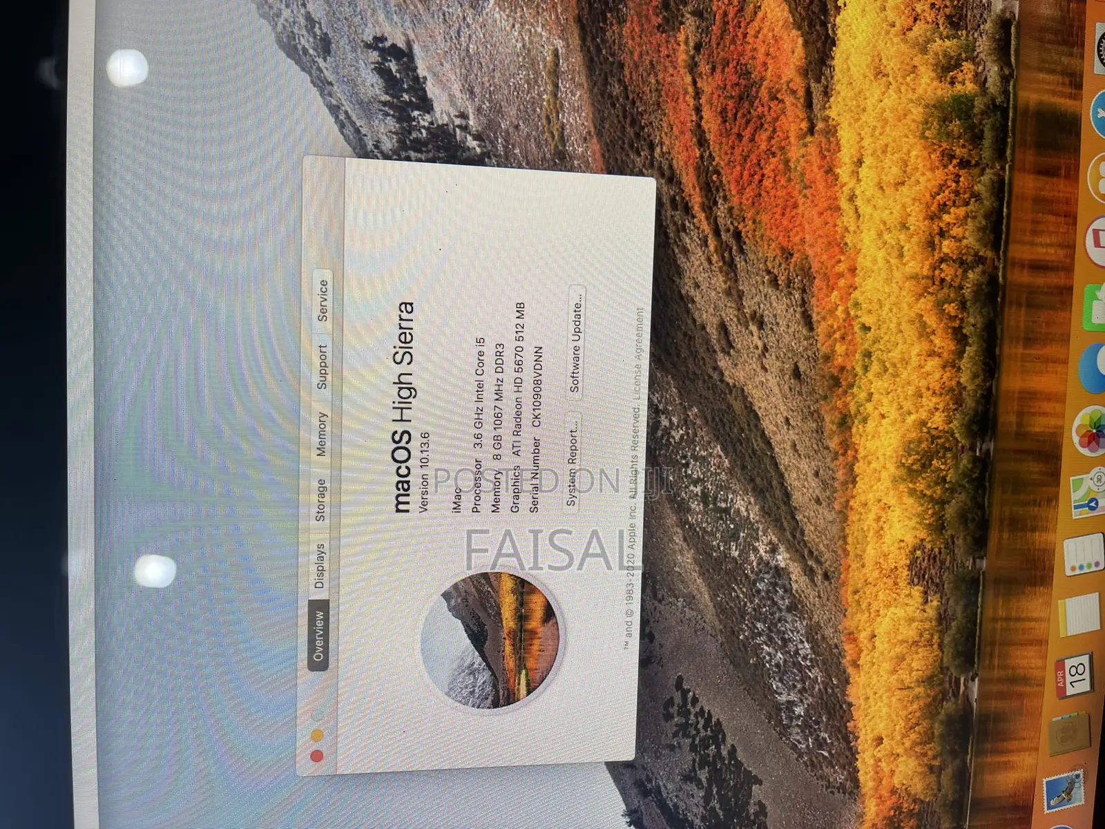 Desktop Computer Apple iMac 8GB Intel Core I5 HDD 1T