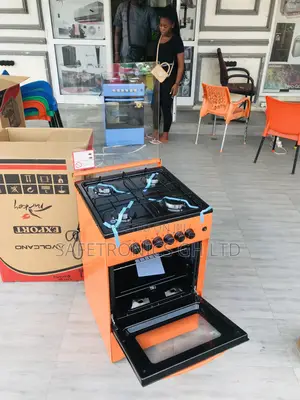 Oven With Grill Glass Lid 50x50 4 Gas Cooker Volcano Orange