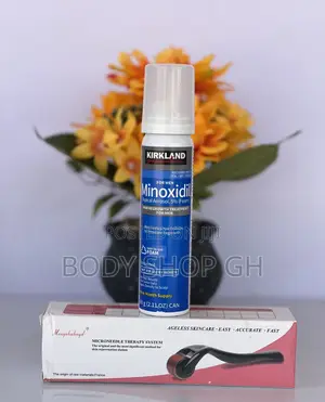 Bald Hair Regrowth Set- Kirkland Minoxidil Foam + Derma Roll