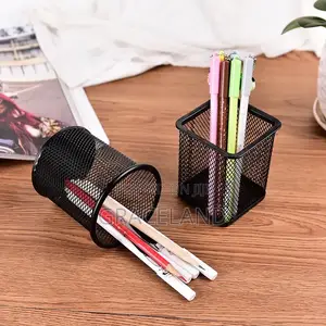 2 PCS Office Desk Pen Pot Ruler Scissor Pencil Holder Cup