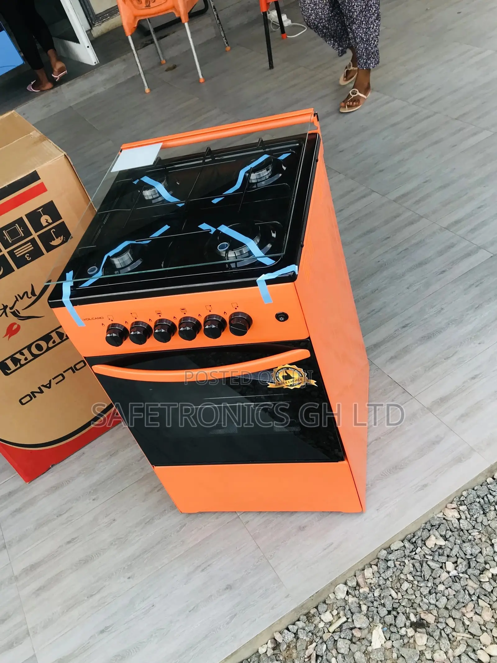 Volcano 4 Gas Cooker Oven With Grill Orange 50x50
