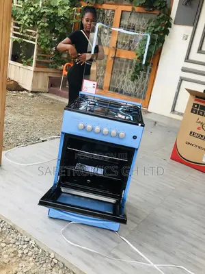 Blue 4 Gas Cooker Oven With Grill Volcano Glass Lid 50x50