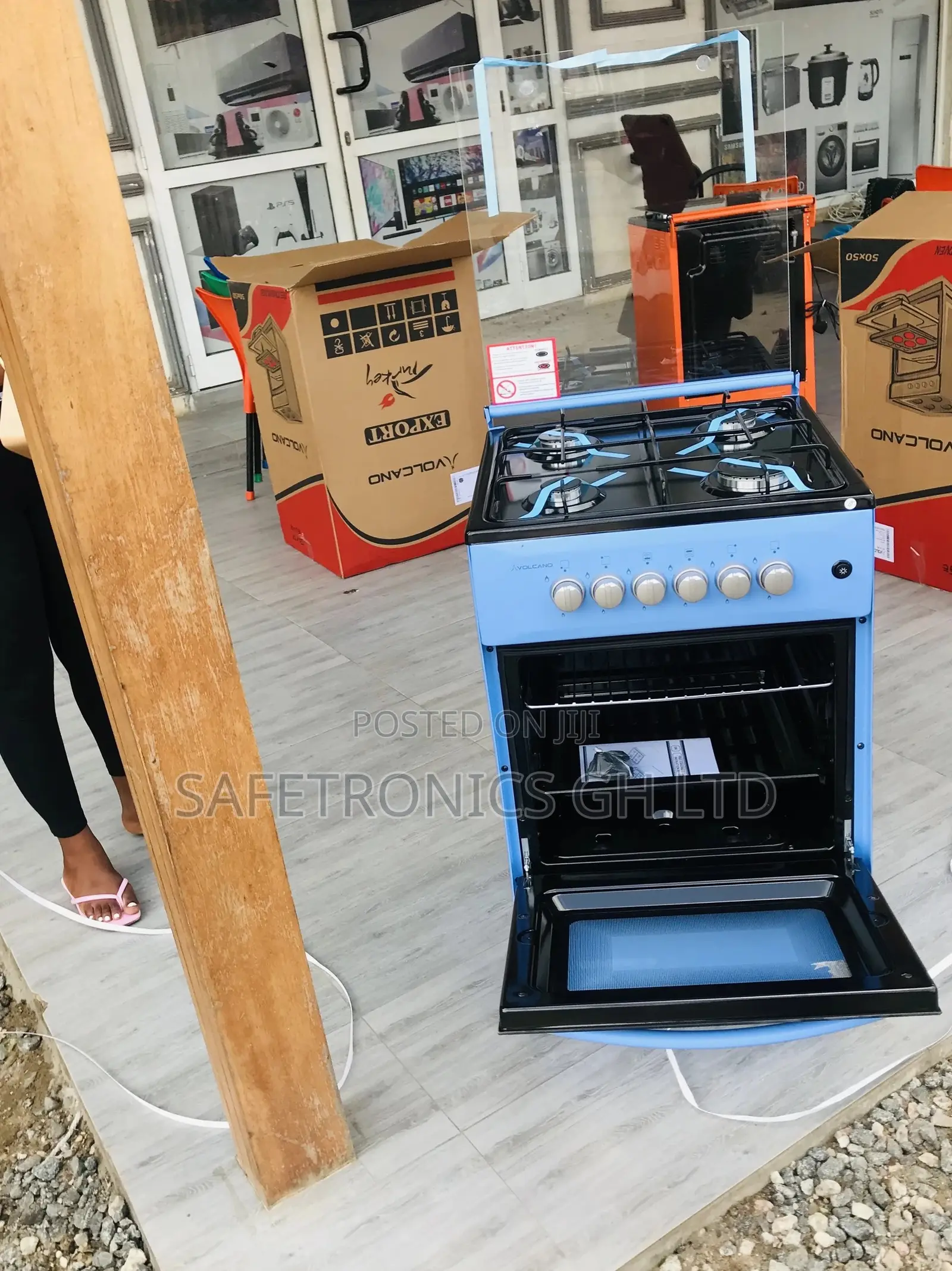 4 Gas Blue 50x50 Oven With Grill Volcano Glass Lid Cooker