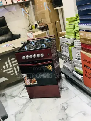 Glass Lid 4 Gas Cooker Oven With Grill Volcano 50x50 Red