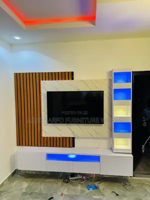 Original Led Tv Stand With Led Shelves and Tv Board