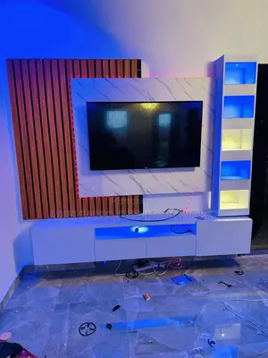Original Led Tv Stand With Led Shelves and Tv Board