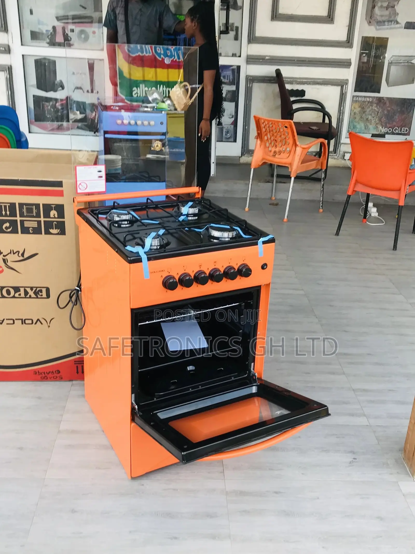 Oven With Grill Volcano Glass Lid Orange 50x50 4 Gas Cooker