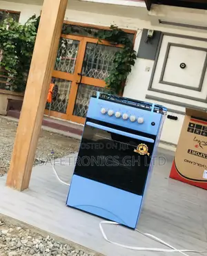 Blue 4 Burner Gas Oven With Grill Volcano Glass Lid 50x50
