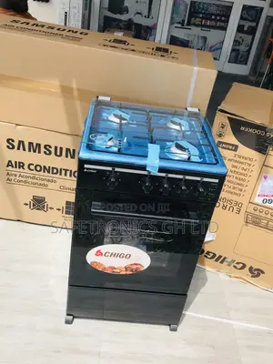 Glass Lid Oven With Grill Chigo 4 Gas Cooker Black 50x50
