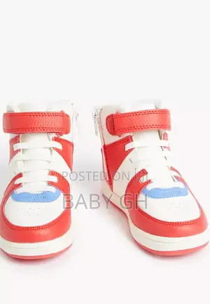 M S Red and White High Top Trainers