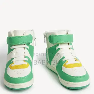 M S Kids Green White High Top Trainers