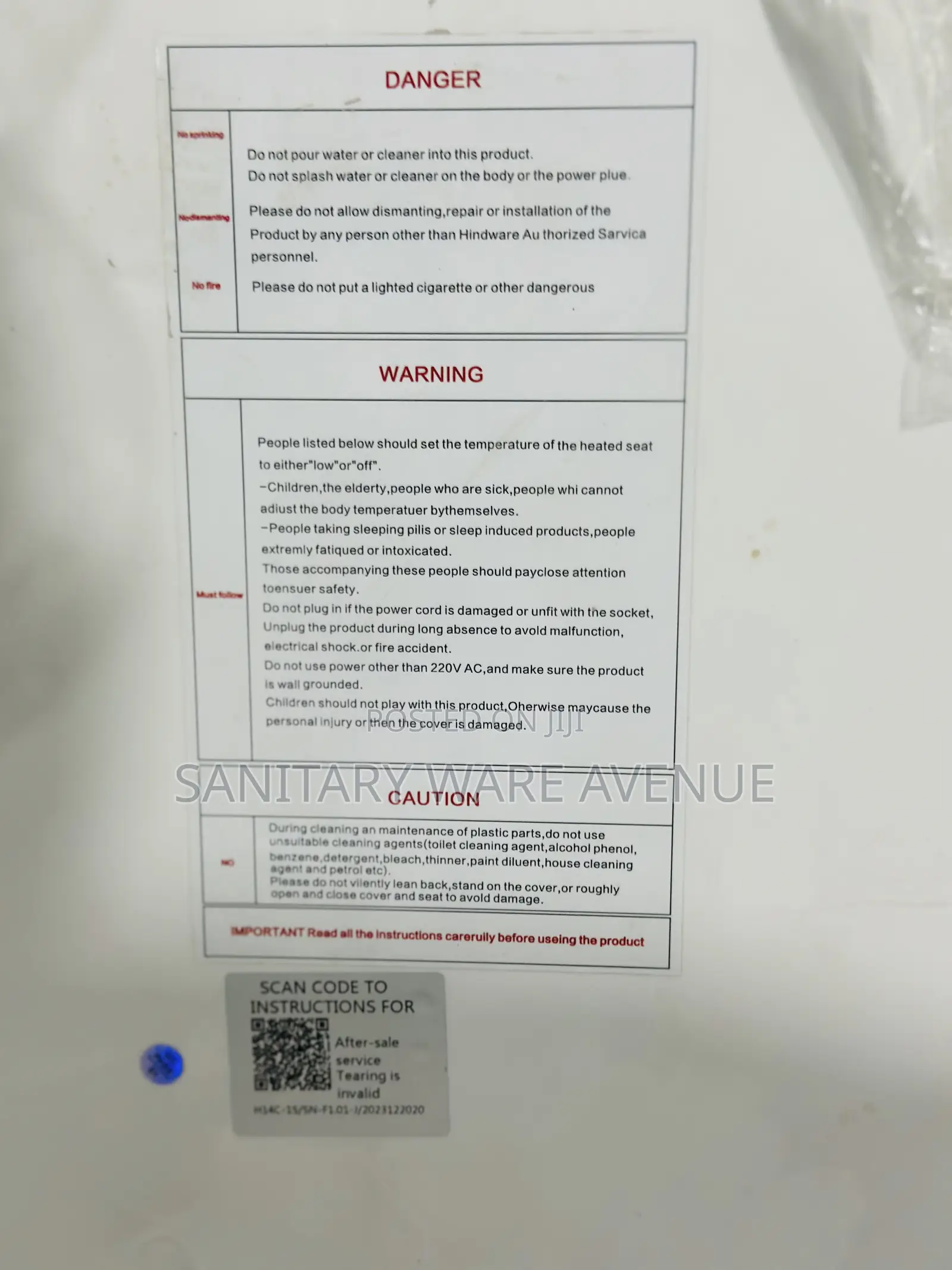 Intelligent Toilet - Smart Water Closet - Remote Sensor Wc