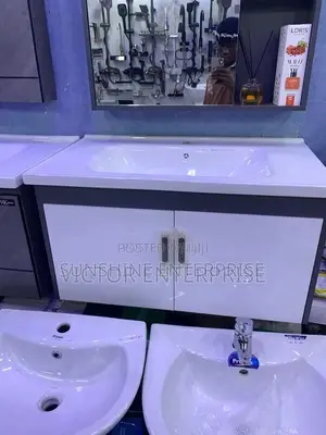 Solid Wash Hand Cabinet Basin With Cabinet Mirror