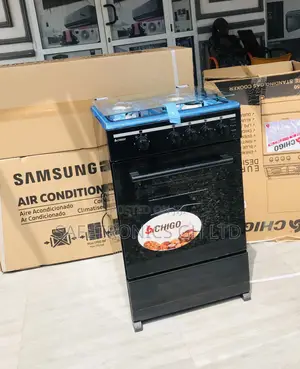 Black Chigo 4 Gas Cooker Oven With Grill 50x50 Glass Lid