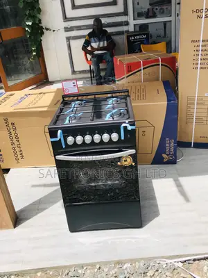 50x50 Volcano Black Oven With Grill 4 Gas Cooker Glass Lid