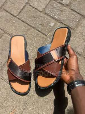 Brown Leather Layered Slipper