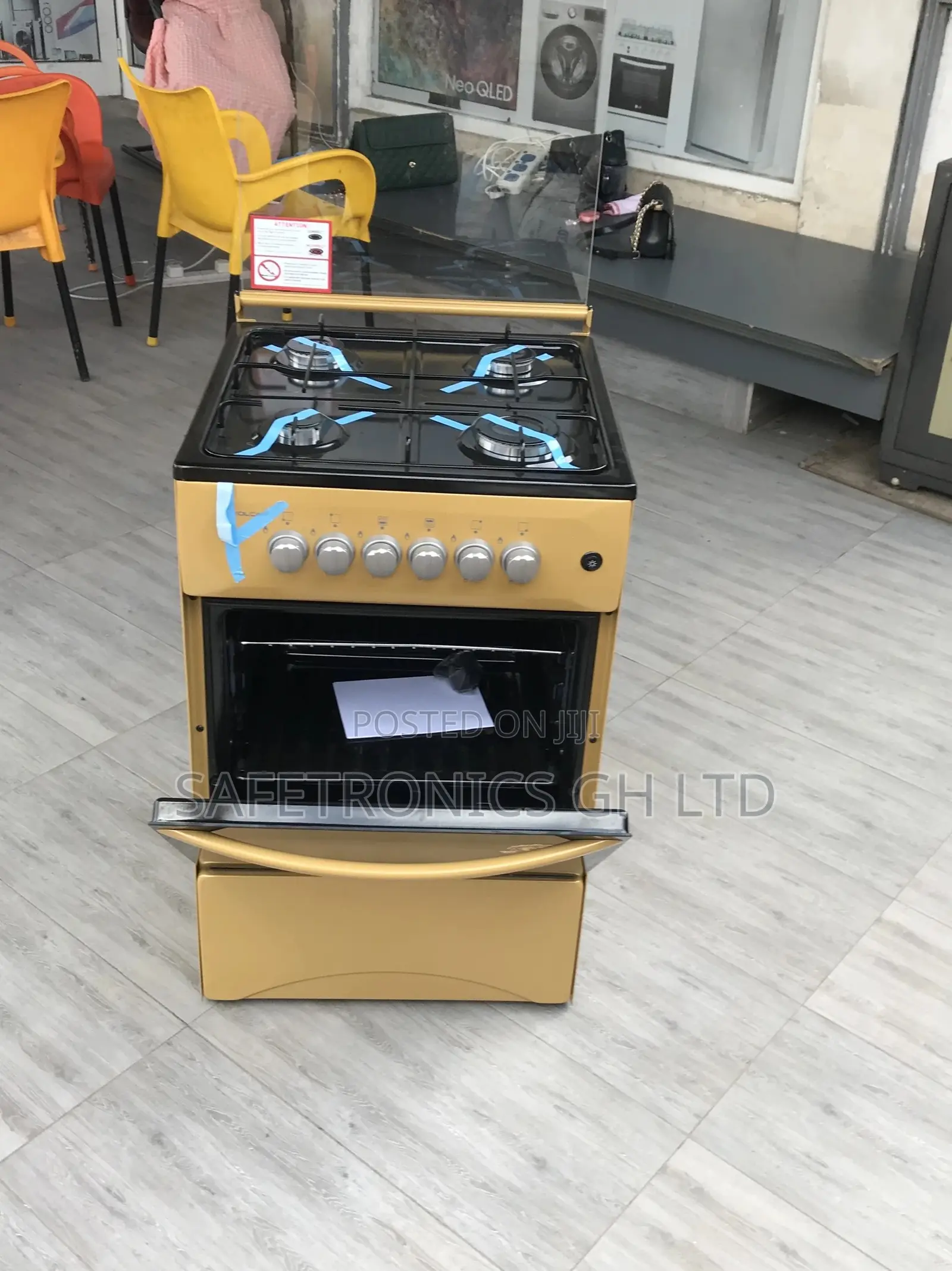 Oven With Grill 50x50 Volcano 4 Gas Burner Glass Lid