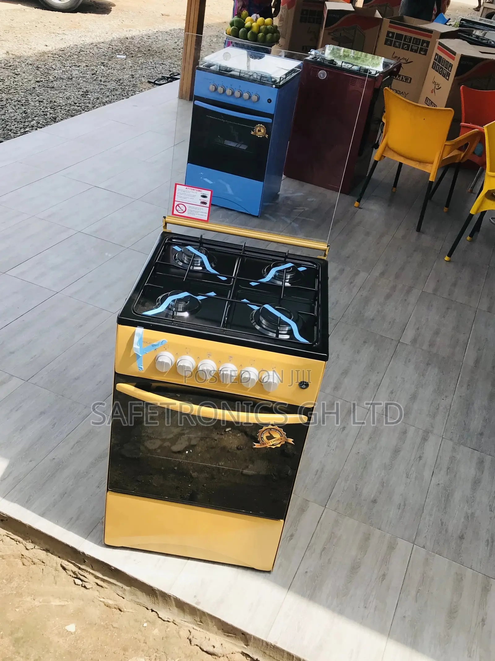 Glass Lid Volcano 50x50 4 Gas Burner Oven With Grill