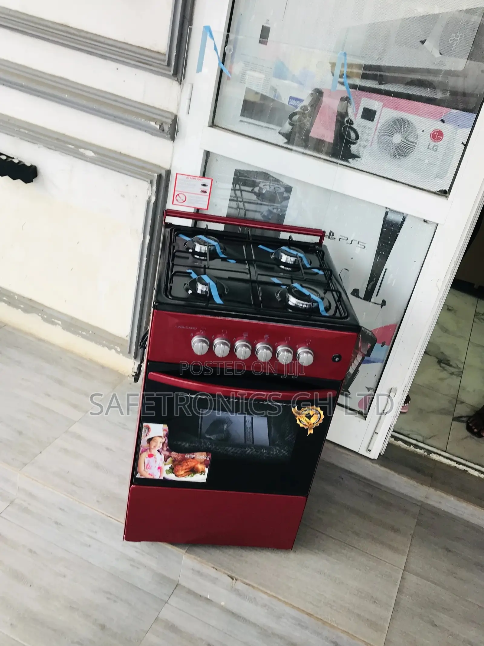 Sealed 4 Gas 50x50 Oven With Grill Volcano Glass Lid