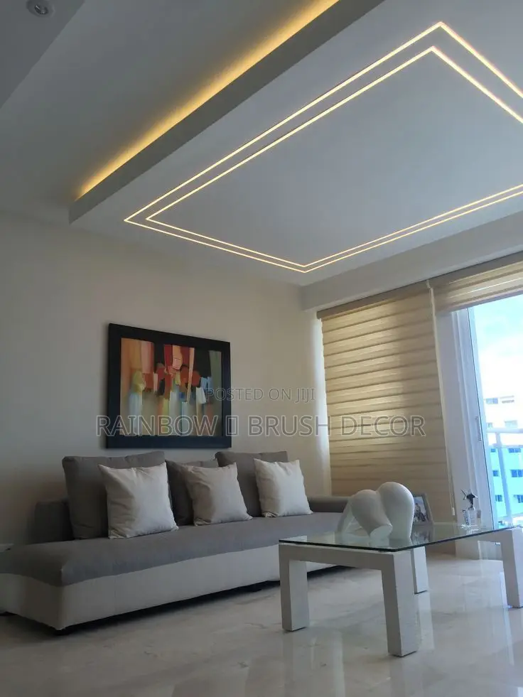 Plasterboard With Aluminum Profile Led Lights Design