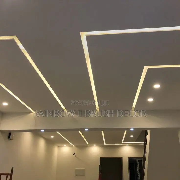 Plasterboard With Aluminum Profile Led Lights Design