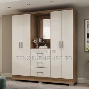 Wardrobe 4door 3drawers Off White (Accent))