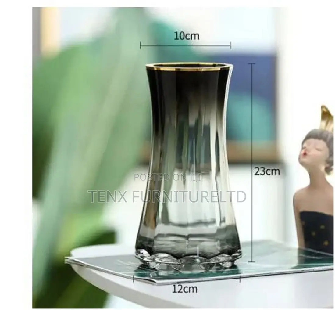 Transparent Grey Glass Vase (DECOR FIFT)