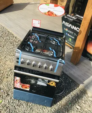 50x60 Oven With Grill 4 Gas Cooker Gray Glass Lid Volcano