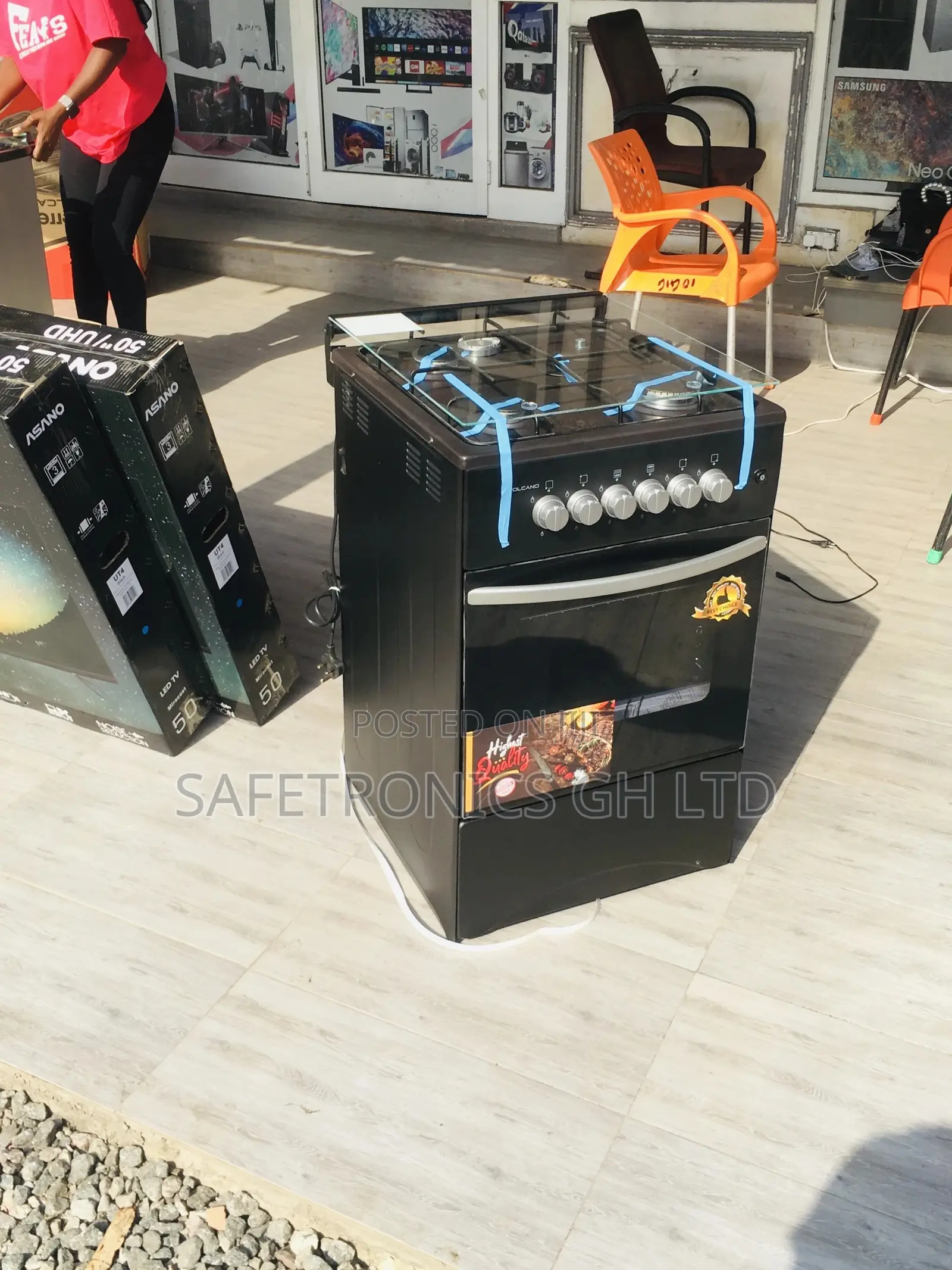 Burner 4 Gas Glass Lid Oven With Grill 50x50 Volcano