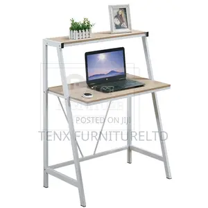Study Desk With Metal Leg. (White and Oak)