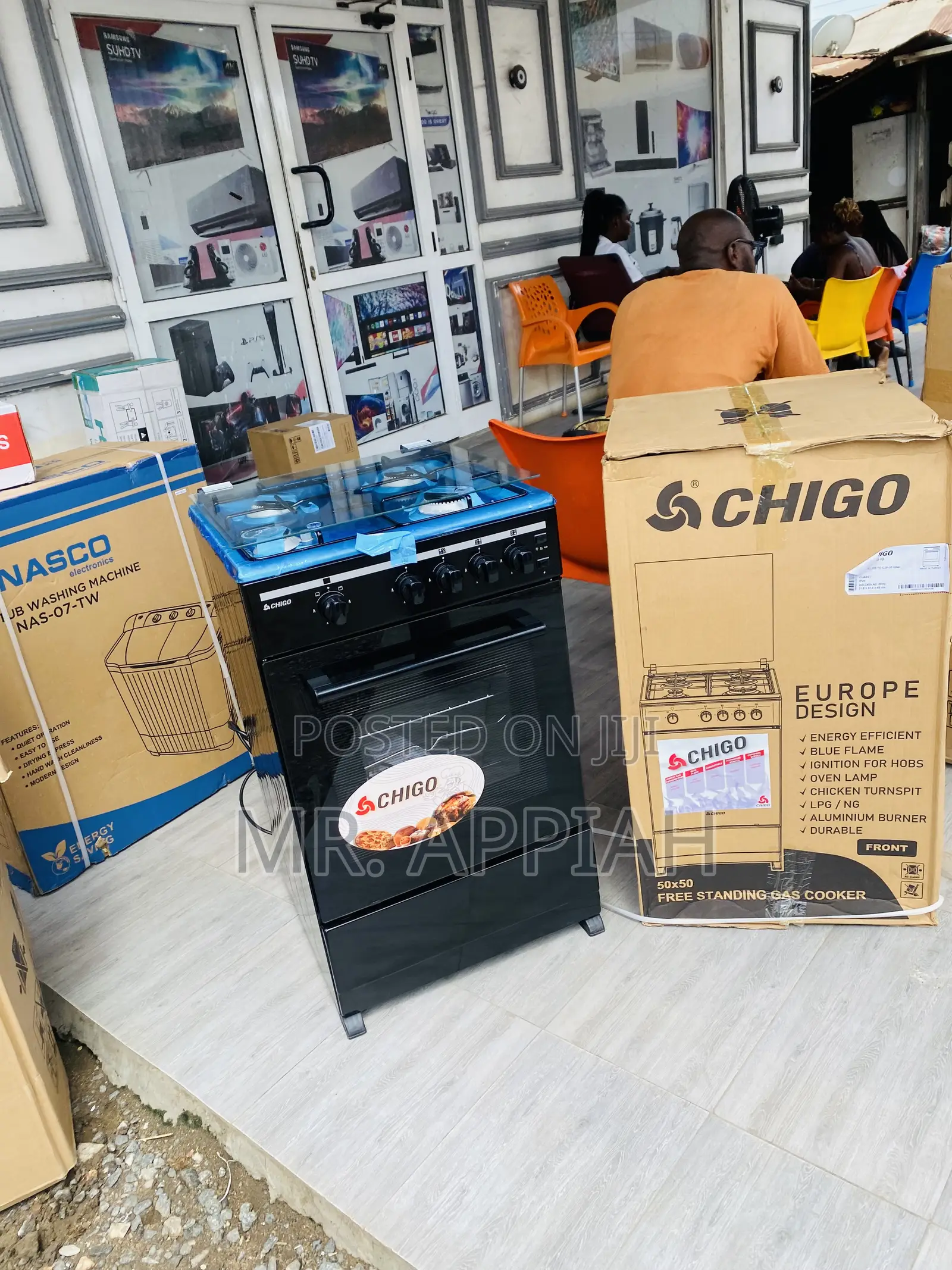 Chigo 50x50 Oven and Grill 4 Gas Burner With Oven(Black).
