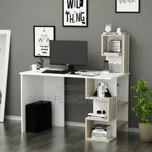 Desk/Computer /Laptop /Writing Desk (Off-White and Brown)